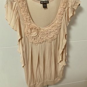 Peach ruffle sleeve top